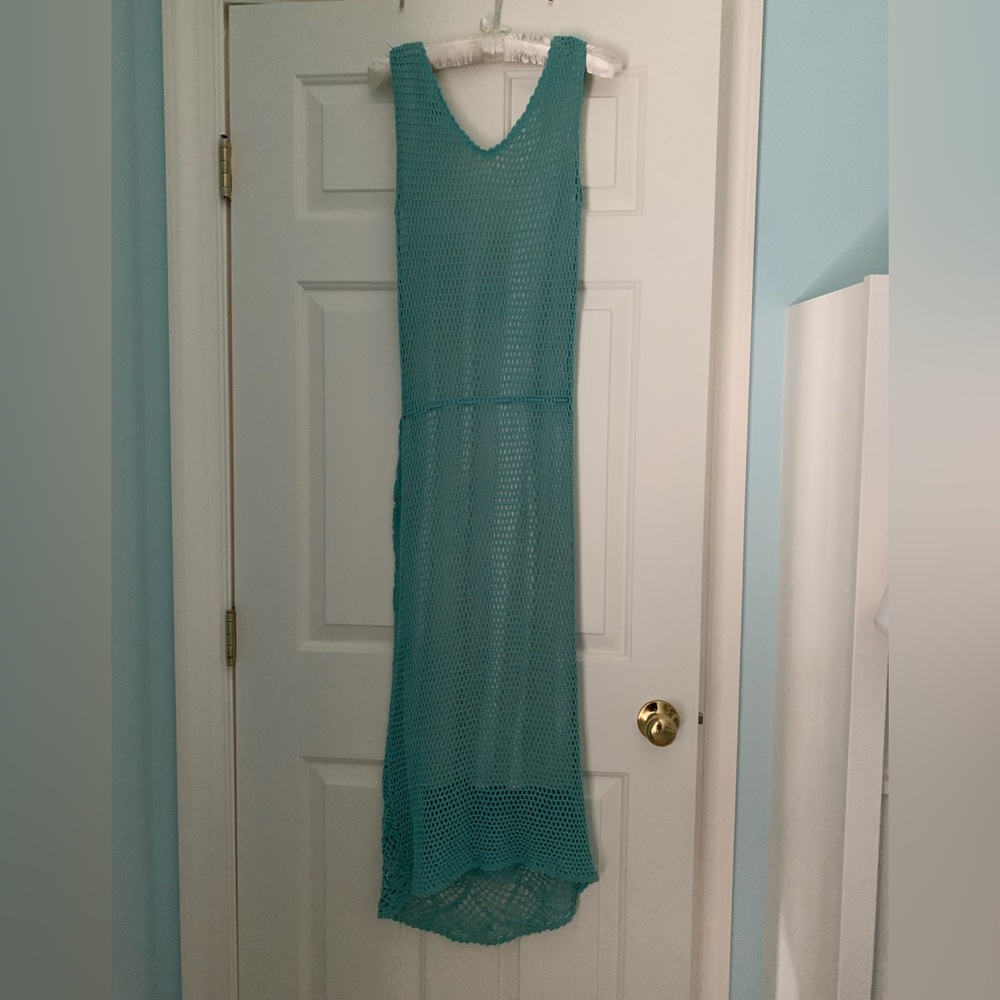 Vintage knit sleeveless midi dress in great condition. Trending style. Aqua Blue - Picture 4 of 8